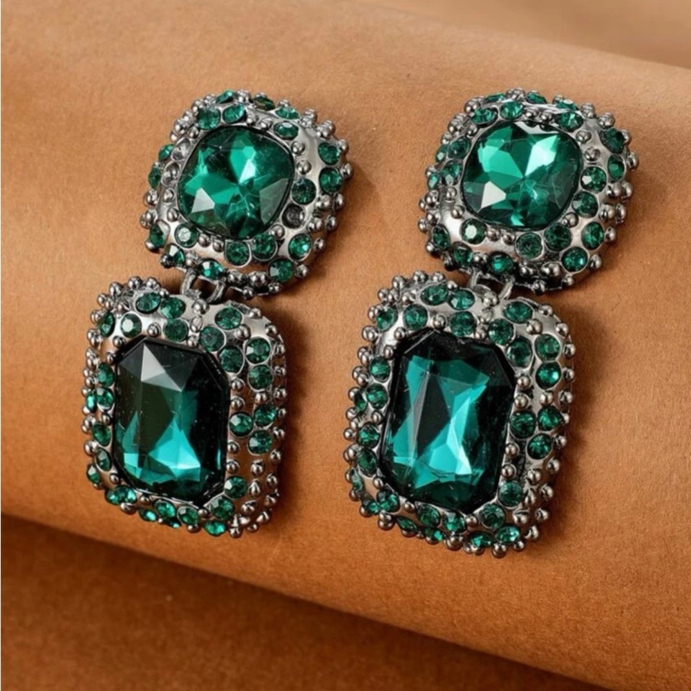 Emerald Green Statement Earrings